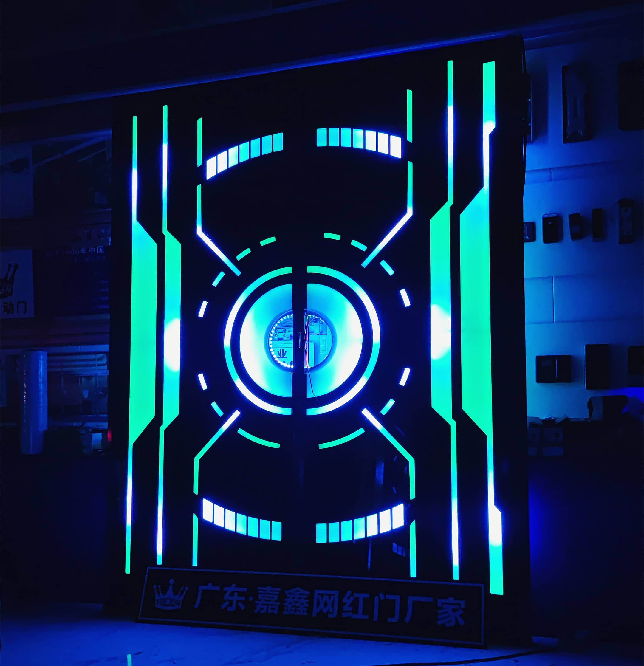 工业设计掌纹识别电动玻璃网红门